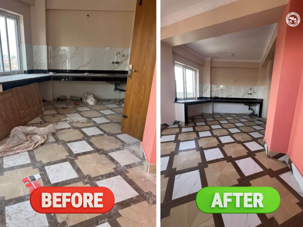 before and after kitchen cleaning photo